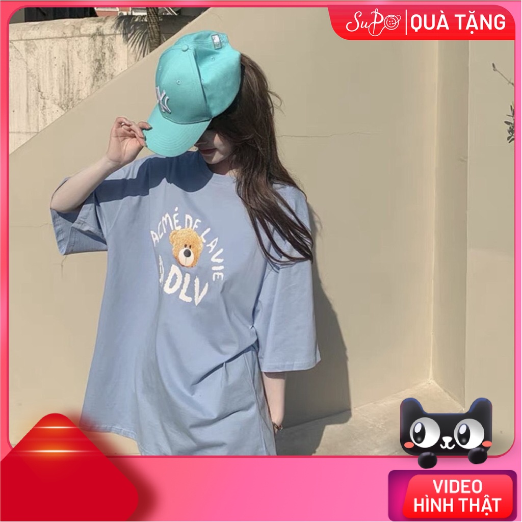Áo thun from rộng tay lỡ - Gấu ADLV - (ẢNH CHỤP THẬT 100%) - [ Supo Shop ] - Style Unisex [ FREESIZE 75KG ]