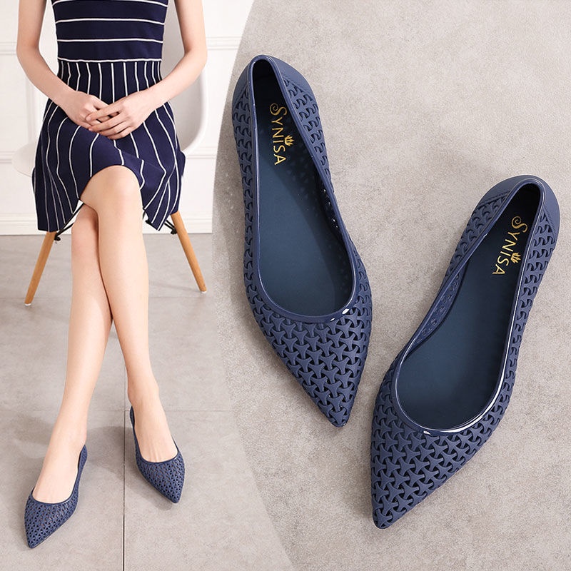 Giày Sandal Nhựa Mềm Khoét Lỗ Mũi Nhọn Thời Trang Mùa Hè 2022 Cho Nữ