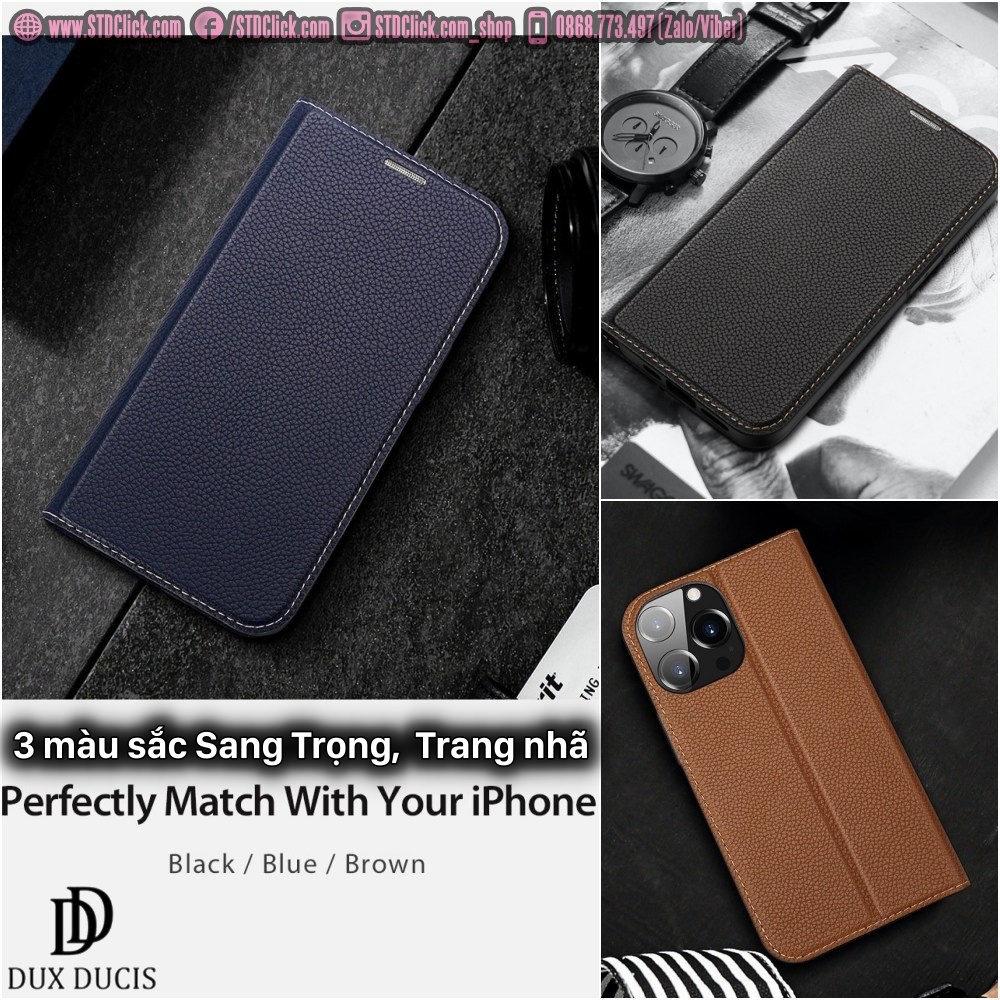 BAO DA IPHONE 14 PRO MAX - 14 PRO - 14 PLUS - 14 DUX DUCIS SKIN X2 CHÍNH HÃNG NẮP GẬP TỰ HÍT
