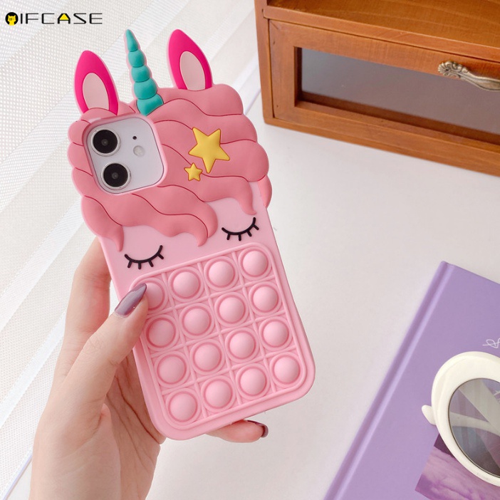 Ốp điện thoại silicon nhấn bong bóng màu cầu vồng đáng yêu cho iPhone 12 Mini 12 11 Pro Max XS Max XR X 7 8 6 6s Plus