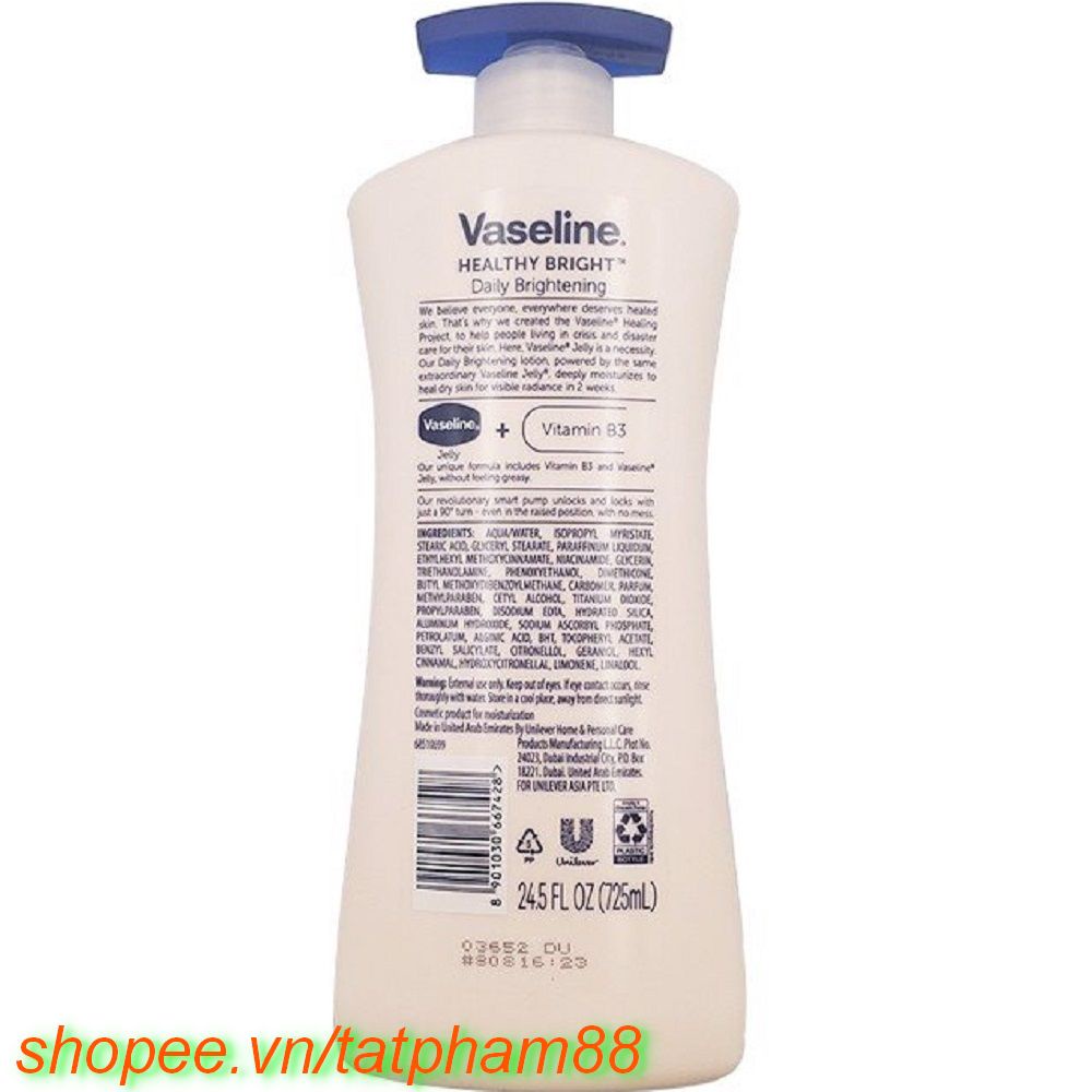 Sữa Dưỡng Thể 725Ml Vaseline Làm Trắng, Sáng Và Mịn Da Healthy Bright, tatpham88 Chất Lượng Tạo Nên Niềm Tin.