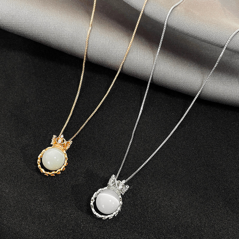 XiaoboACC Dây Chuyền Mạ Vàng 18K Mặt Đá Opal Nhân Tạo Phong Cách Hàn Quốc Thời Trang