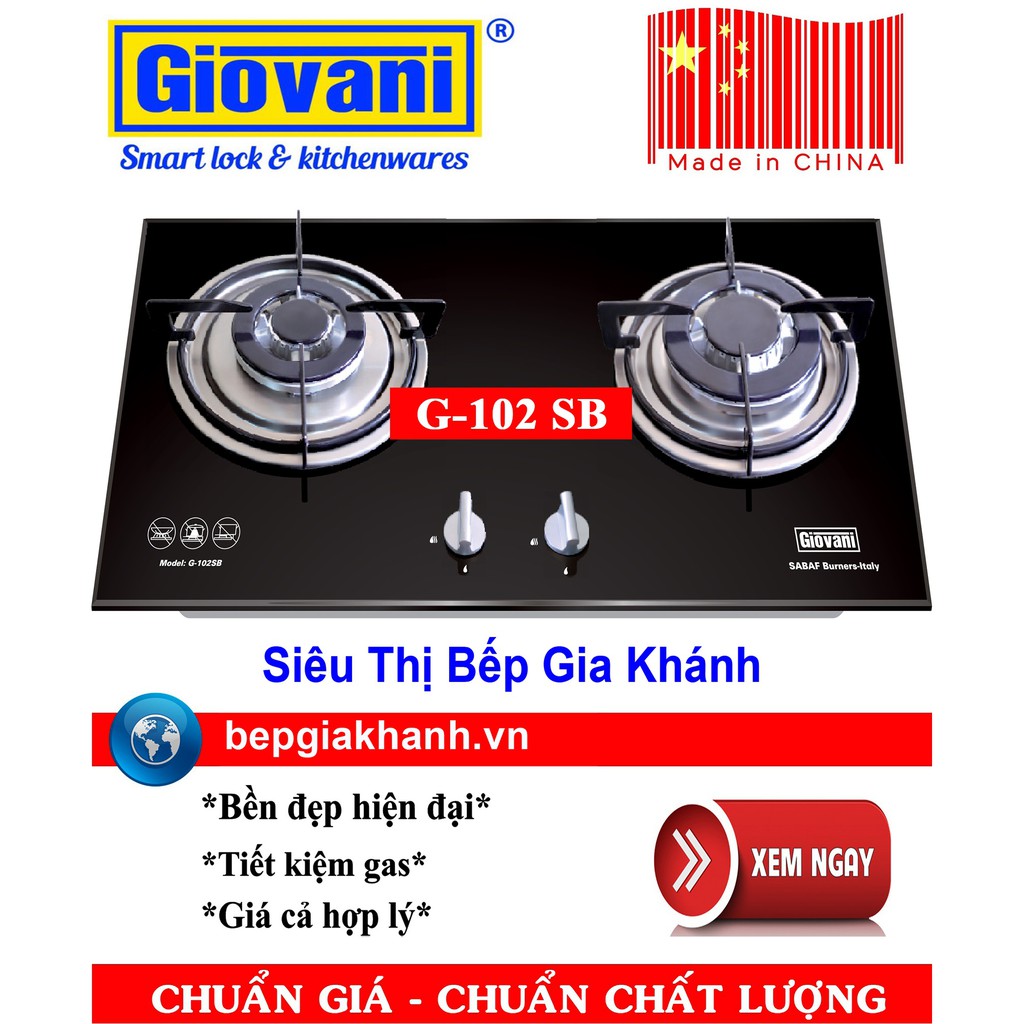 Bếp gas âm 2 vùng nấu Giovani G-102 SB sản xuất Trung Quốc
