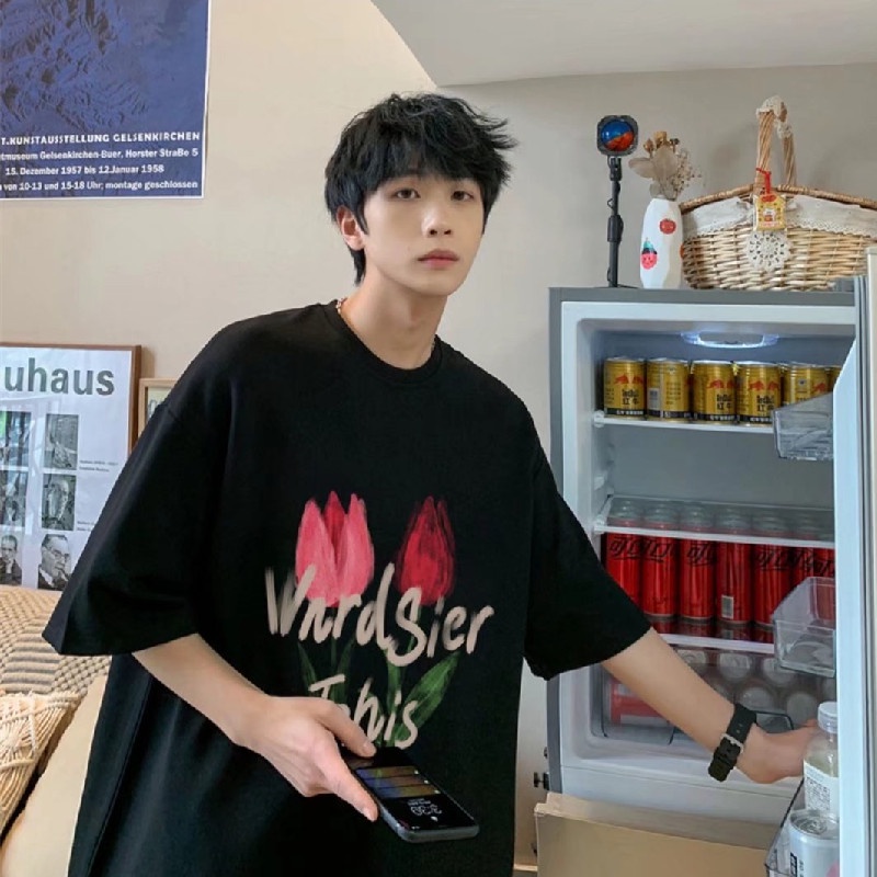 Áo Thun Tay Ngắn Dáng Rộng In Họa Tiết Hoạt Hình Phong Cách Hip Hop Thời Trang Mùa Hè Cho Nam Và Nữ