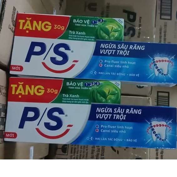 Combo 2 Kem đánh răng P/S ngừa sâu răng vượt trội 180g tặng kem nhỏ 30g