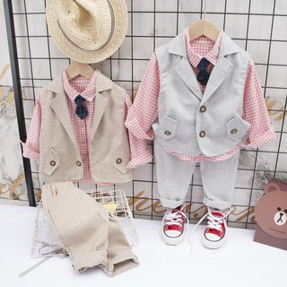 Set trang phục áo vest bé trai kèm quần cho bé trai từ 1- 4 tuổi MINTSCLOSET Mint's Closet 2021 s999