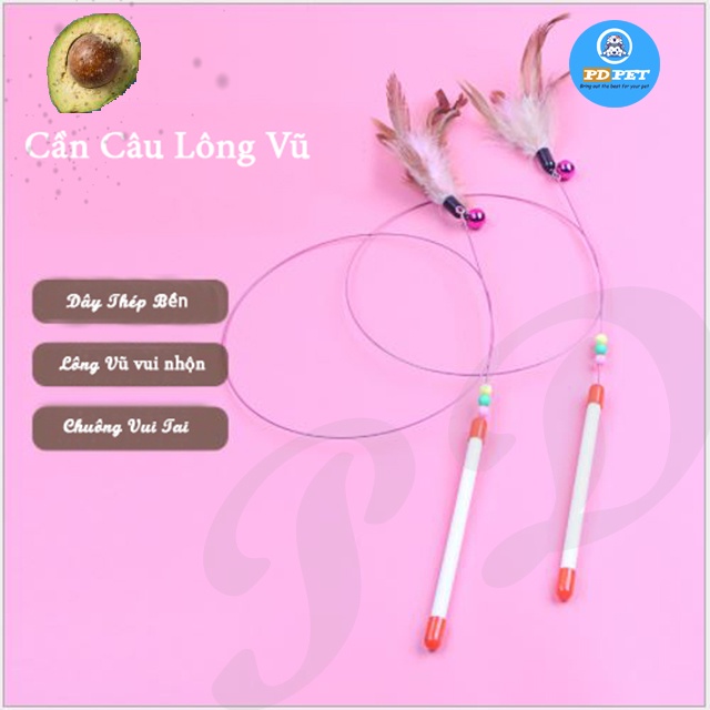 Đồ chơi cần câu cho mèo dây thép - nhiều hình lông vũ ngộ nghĩnh