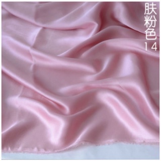 Vải phi lụa bóng màu hồng phấn may váy áo scrunchies hàng chuẩn