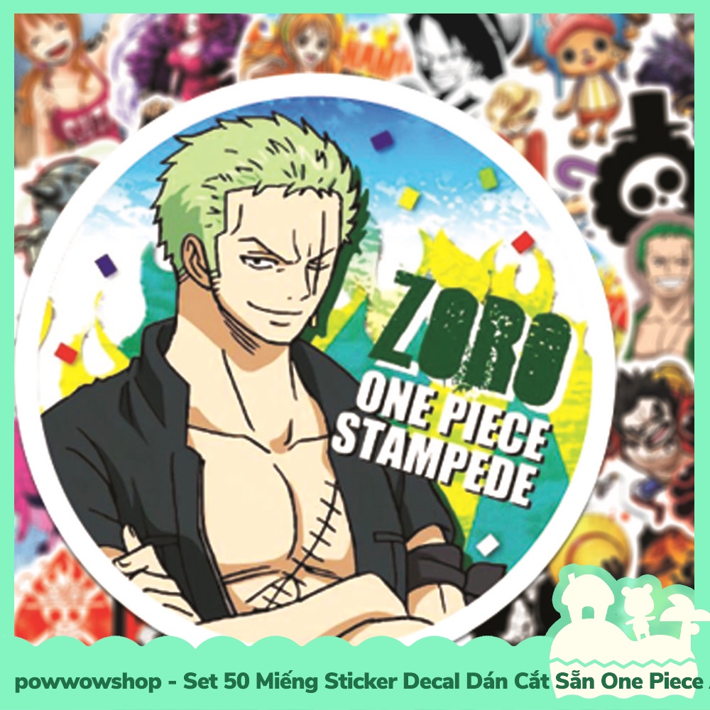 [Sẵn VN - Hỏa Tốc] Set 50 Miếng Sticker Decal Cắt Sẵn DIY Dán Trang Trí Vật Dụng Mẫu One Piece Anime Manga Fired