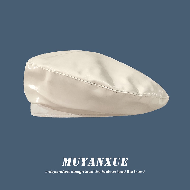 Mũ Nồi Da pu Màu Trắng Xanh Dương Thời Trang Xuân Hè Phong Cách Mới Dành Cho Bạn Nữ 2021