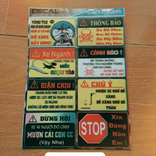 Decal,tem cảnh báo mini dán xe