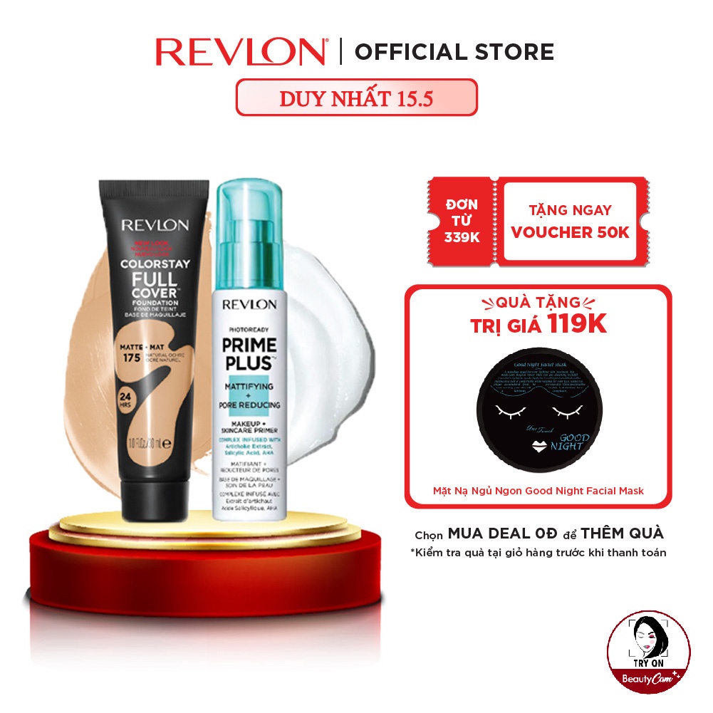 [Combo] Kem Nền Che Phủ Toàn Diện Lâu Phai Revlon Full Cover Foundationl và Kem lót trang điểm chuyên nghiệp Prime Plus