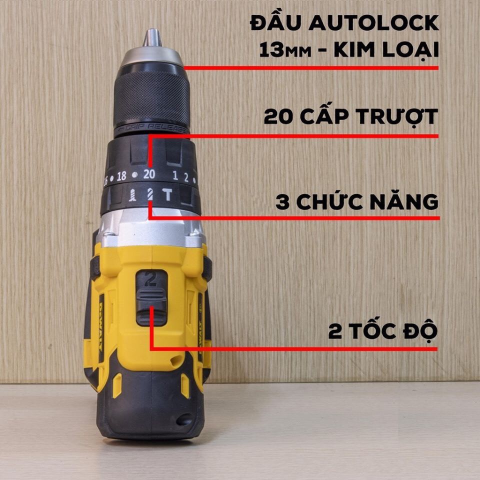 Máy Khoan Pin DEWALT 36V  3 Chức Năng, 2 Pin - Động cơ 775 TẶNG BỘ PHỤ KIỆN 69 chi tiết