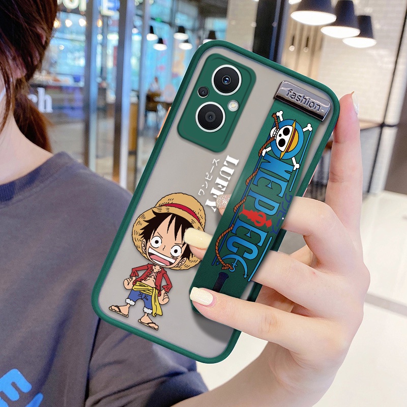 Ốp Điện Thoại Nhám Chống Sốc In Hoạt Hình One Piece Kèm Dây Đeo Cho OPPO Reno7 Pro 5G Reno 7Z 7 4G/5G