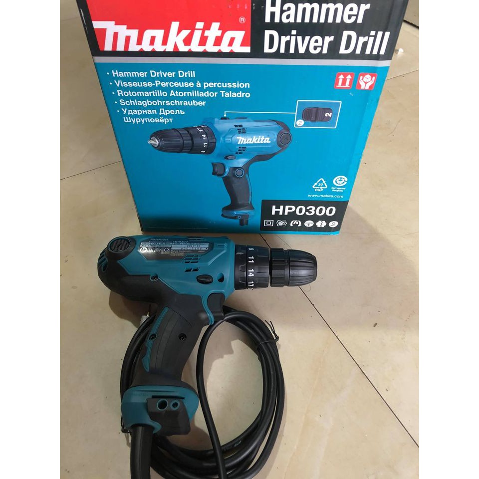 Máy khoan búa và vặn vít dùng điện Makita HP0300