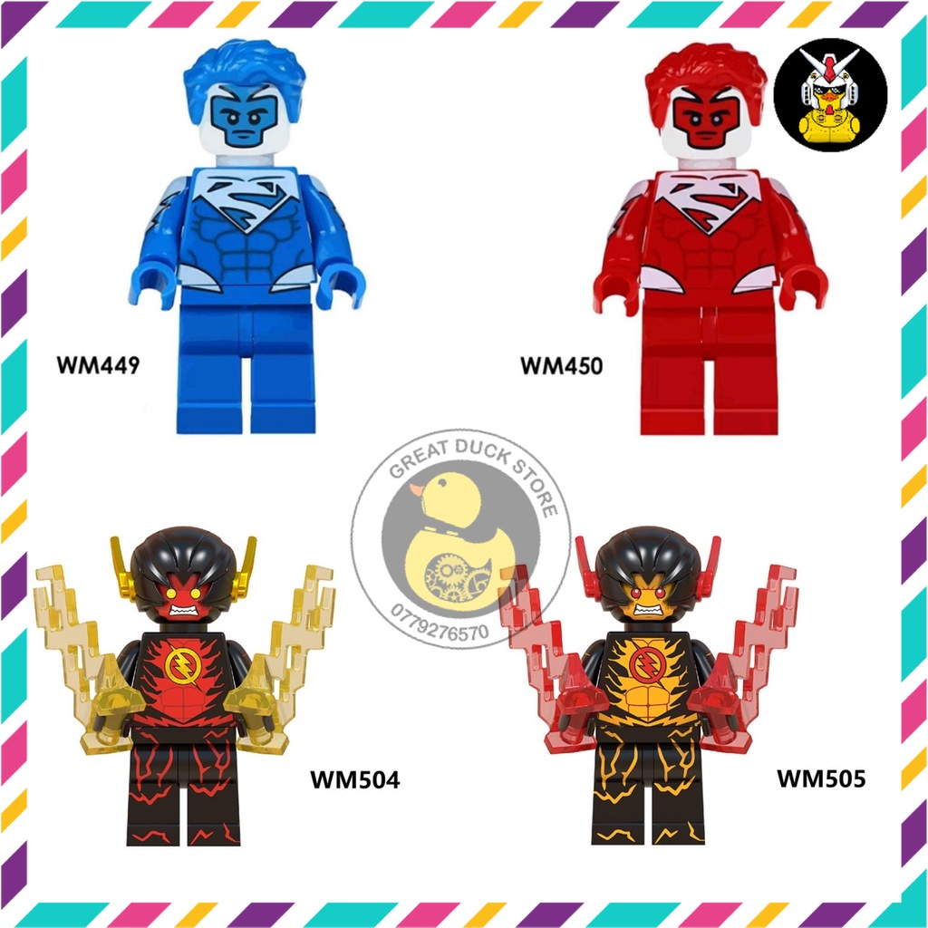 WM449-450-504-505 Minifigures Mô Hình Siêu Anh Hùng Đồ Chơi Lắp Ráp Super Hero Nhân Vật Superman Blue Red Reverse Flash