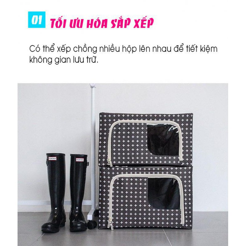 [Hàng Cao Cấp - 1 Đổi 1] Size lớn Hộp đựng quần áo chăn màn thông minh túi bằng vải khung thép kim loại gấp xếp gọn .