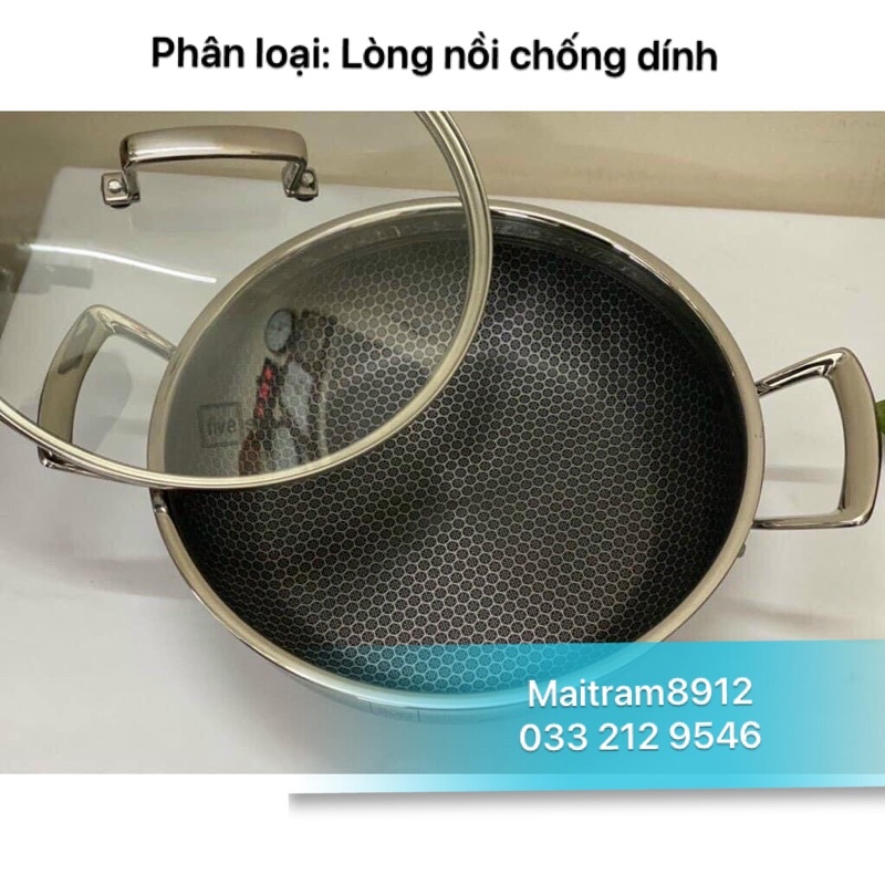 Nồi chảo lẩu inox Fivestar 3 đáy từ size 24cm, 26cm, 28cm, 32cm (24 cm, 26 cm, 28 cm, 32 cm), có loại lòng chống dính