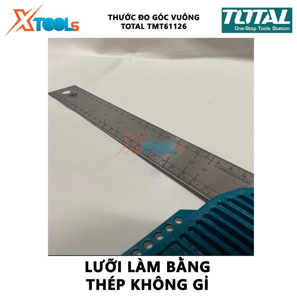 Thước đo góc vuông TOTAL TMT61126 | Thước eke vuông Chiều dài 300mm (12 &quot;), Chiều rộng lưỡi dao 40mm, Độ dày lưỡi:1,5mm,