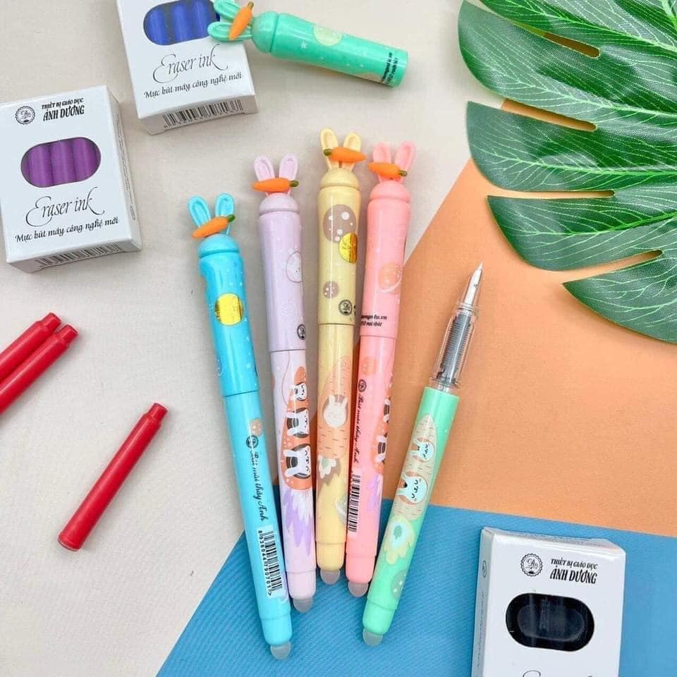 Combo 2 bút máy xóa được Sh070 - tặng kèm pitong và 4 ống mực xóa