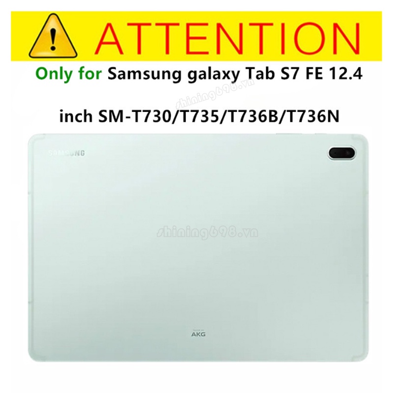 Ốp bảo vệ máy tính bảng có giá đỡ màu sắc tương phản dây đeo xoay 360 độ cho Samsung Galaxy Tab S7 FE 2021 12.4" SM-T730