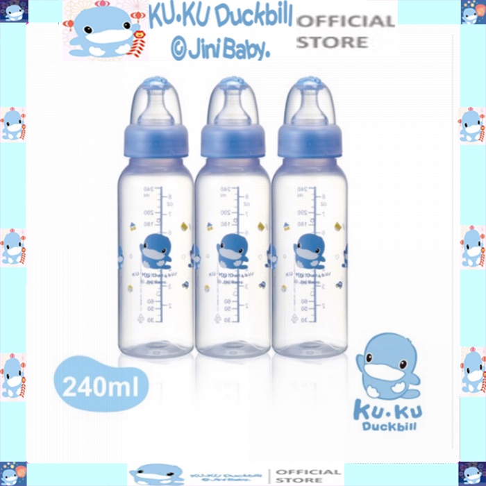 Set 3 bình sữa cổ nhỏ nhựa PP KU.KU DUCKBILL ku5922 - 240ml
