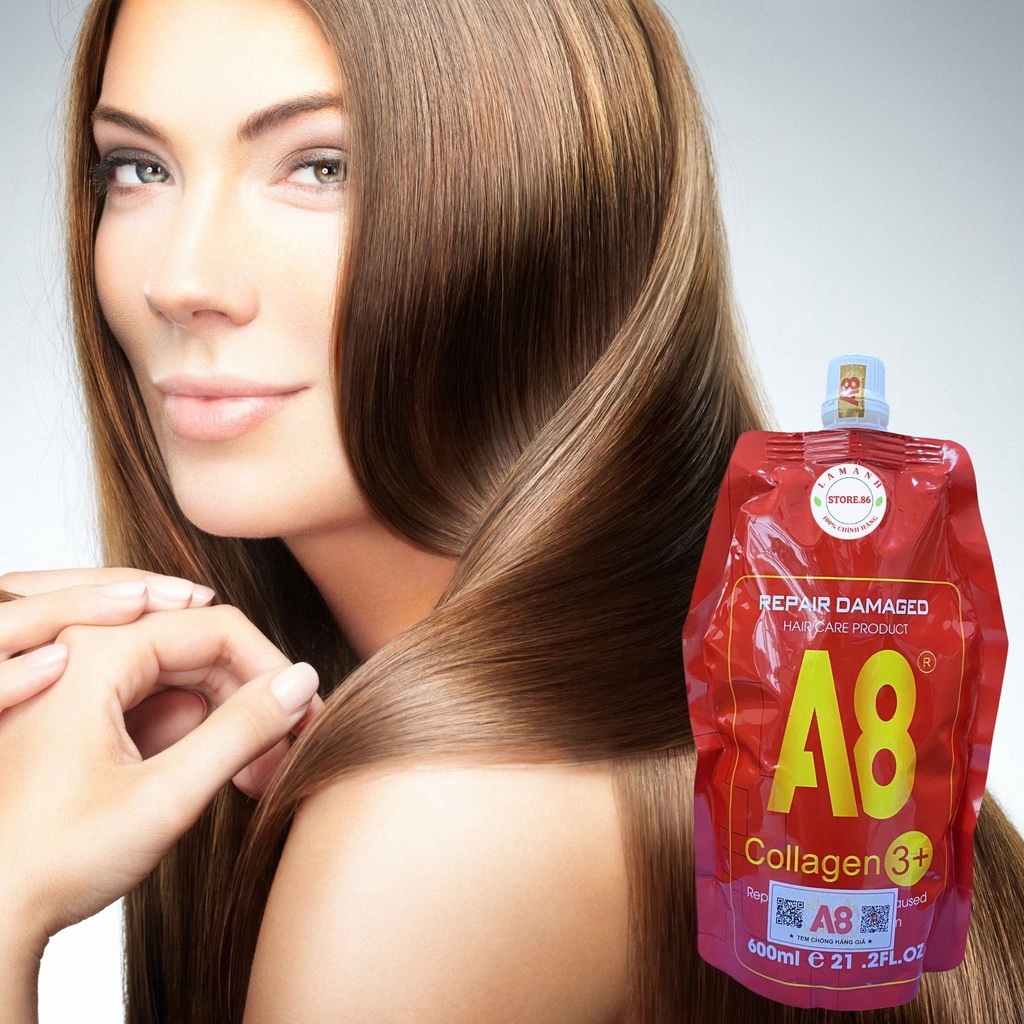 Kem hấp ủ tóc Collagen A8 cao cấp, hấp đa năng phục hồi tóc siêu mềm mượt hương thơm nước hoa  túi 600m hàng chính hãng