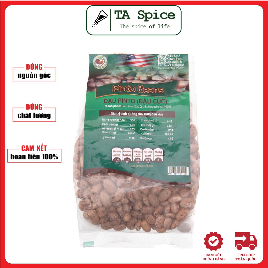 Đậu Cúc Hữu Cơ - NON GMO, không Gluten, không Cholesterol – Đậu nhập khẩu Mỹ - 250gr - Organic Pinto Beans