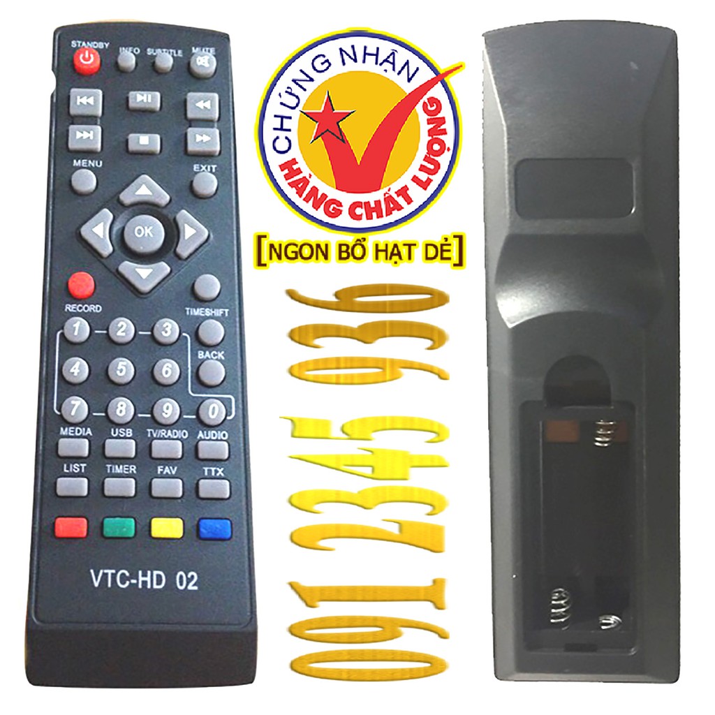 Điều khiển VTC-HD 02 cho đầu kỹ thuật số TvBox. (Mẫu số 3)