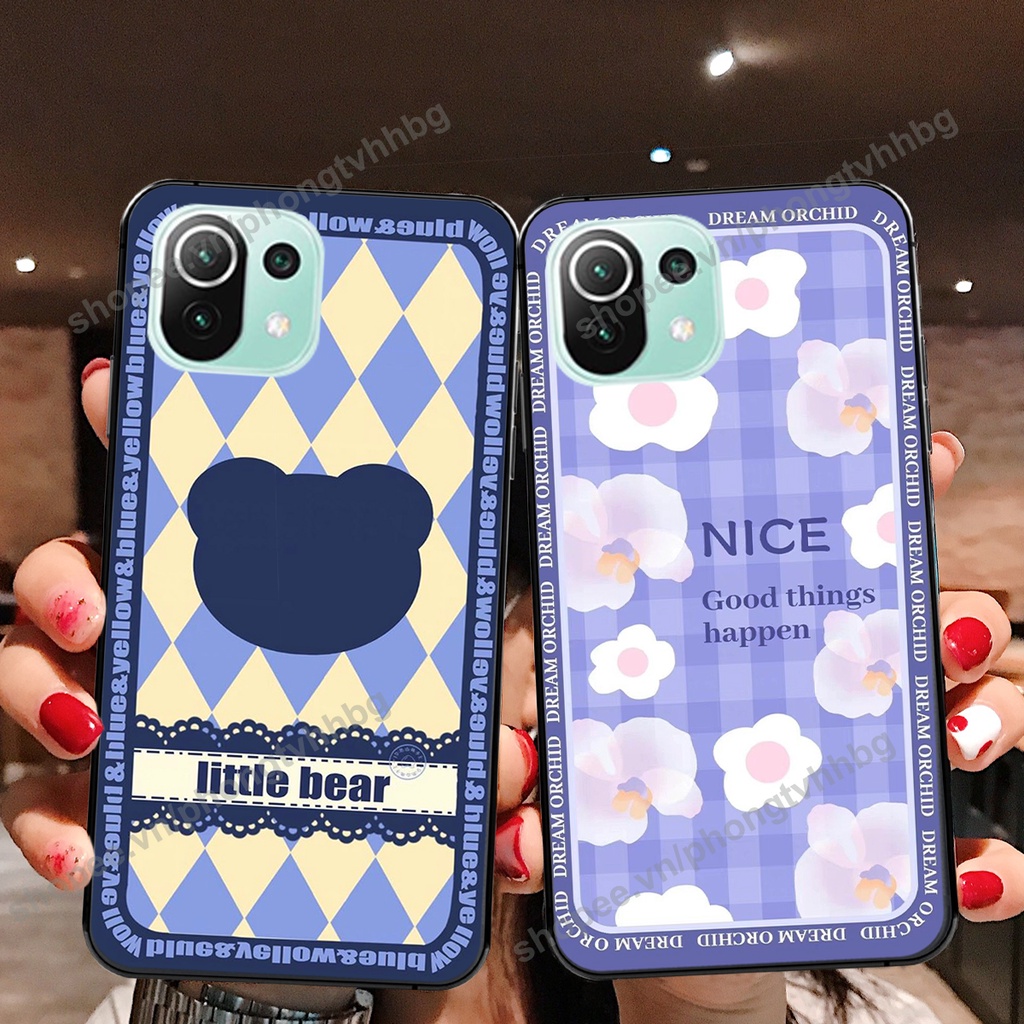 Ốp lưng Xiaomi Mi 11 / Mi 11 Lite 5g / Mi 11 Lite 5g NE in mẫu gấu bo viền , smile mặt cười cực cute đẹp