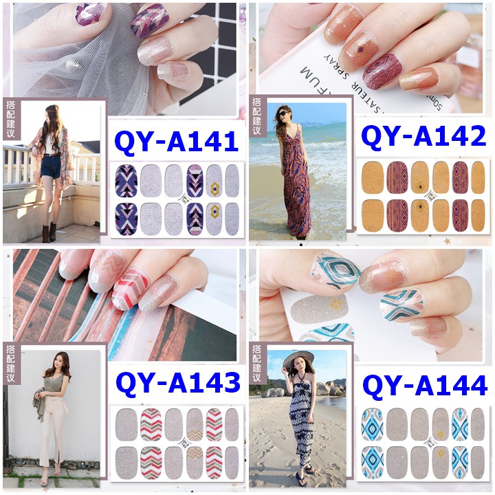 [Sỉ-Rẻ] Bộ dán móng tay nail sticker gồm 12 móng, không thấm nước, có độ đàn hồi tốt Phần 1 QYA [Lẻ-Sỉ]