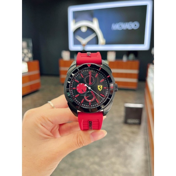 Đồng hồ FERRARI nam 0830576 chính hãng lịch thứ ngày dây cao su 45 mm