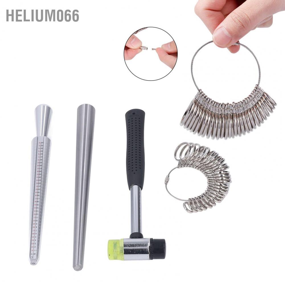 Nhẫn Mandrel Sizer ngón tay đo Đồng hồ cao su Búa gậy Bộ trang sức làm đồ Bộ dụng cụ làm đồ trang sức Helium066