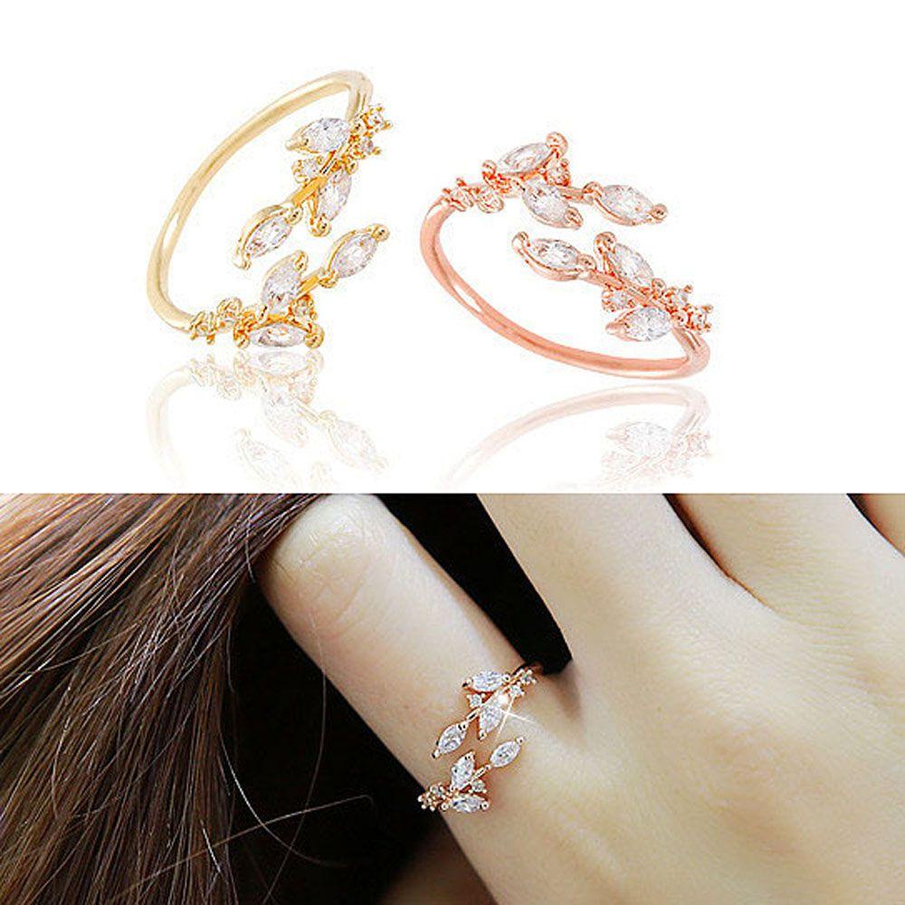 Nhẫn Nữ Họa Tiết Chiếc Lá Đơn Giản Có Thể Điều Chỉnh Kích Cỡ 2Li