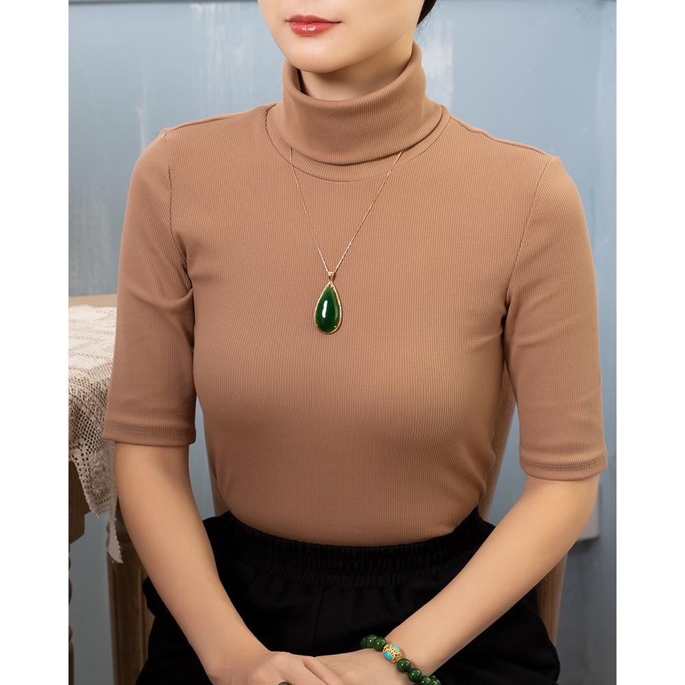 ̅ Mặt Dây Chuyền Bạc sterling Khảm Đá Ngọc Bích Màu Xanh Lá Cây Hình Giọt Nước Cũ 2022.1.21