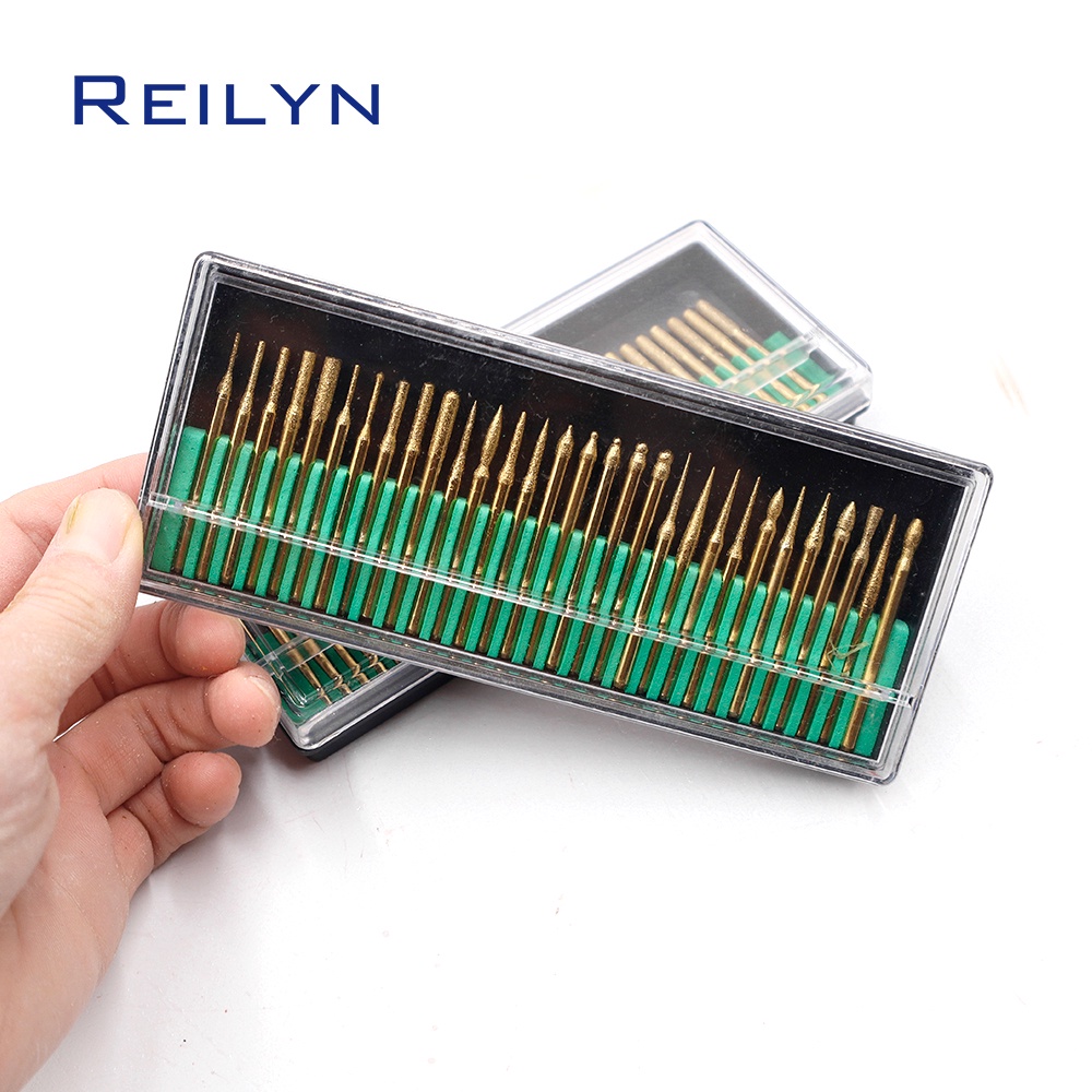 Bộ 30 Đầu Mài Mạ Titan 120 Độ Chuyên Dụng# Bộ Mũi Khoan Điêu Khắc Kim Cương 3x3mm