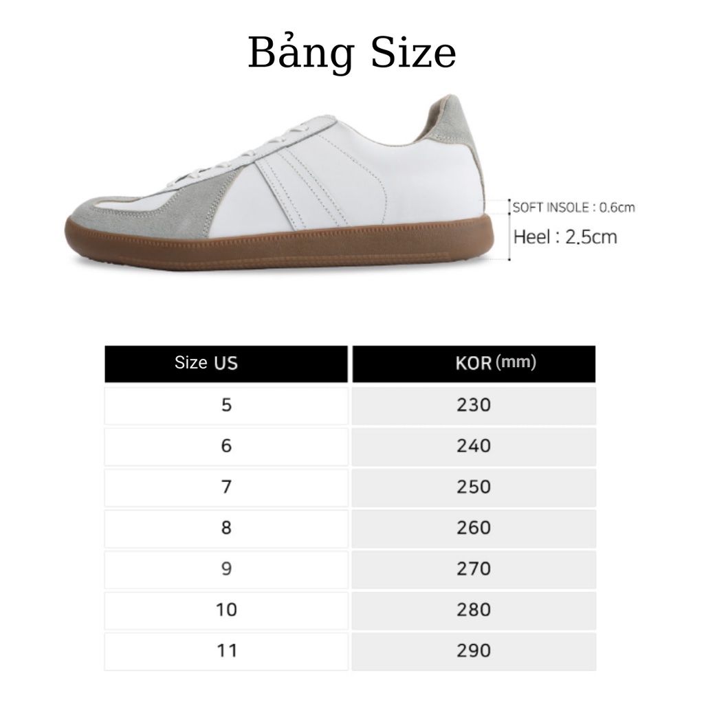 Giày Domba GERMAN ARMY TRAINER 70s - Màu Trắng/Xám Nhạt   GAT-8741 Chính Hãng Nam Nữ