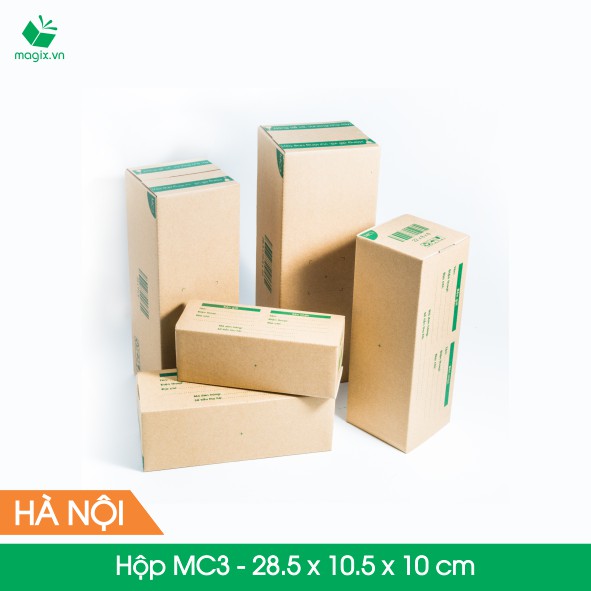 MC3 - 28.5x10.5x10 cm - 100 Thùng hộp carton + tặng 50 decal HÀNG DỄ VỠ