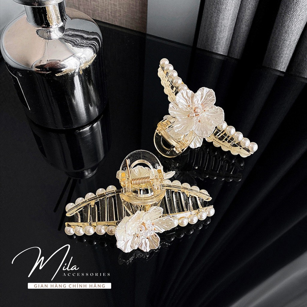 Kẹp tóc nữ Hàn Quốc nơ hoa MILA KT101 ❤️HOT TREND❤️ hạt trai trắng trẻ trung cá tính thời thượng Mila Accessories