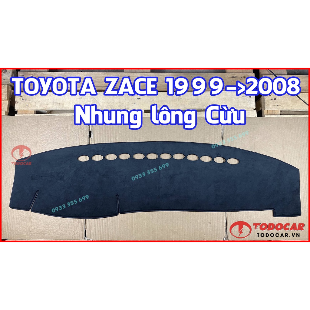 Thảm Taplo TOYOTA ZACE bằng Nhung lông Cừu, Da vân Carbon, Da vân Gỗ 1999 2000 2001 2002 2003 2004 2005 2006 2007 2008