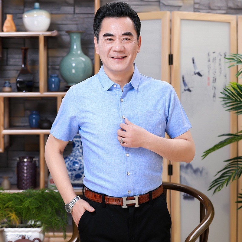 áo sơ mi cộc tay nam trung niên cho bố hàng Sadoga chất đẹp | BigBuy360 - bigbuy360.vn