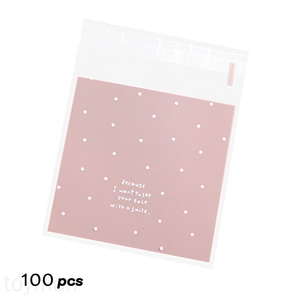 Set 100 túi nhựa đựng bánh quy/kẹo tự dính tiện dụng