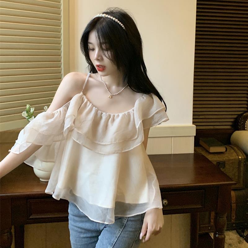 Áo Ngắn Trễ Vai Không Tay Thời Trang Mùa Hè Quyến Rũ Cho Nữ