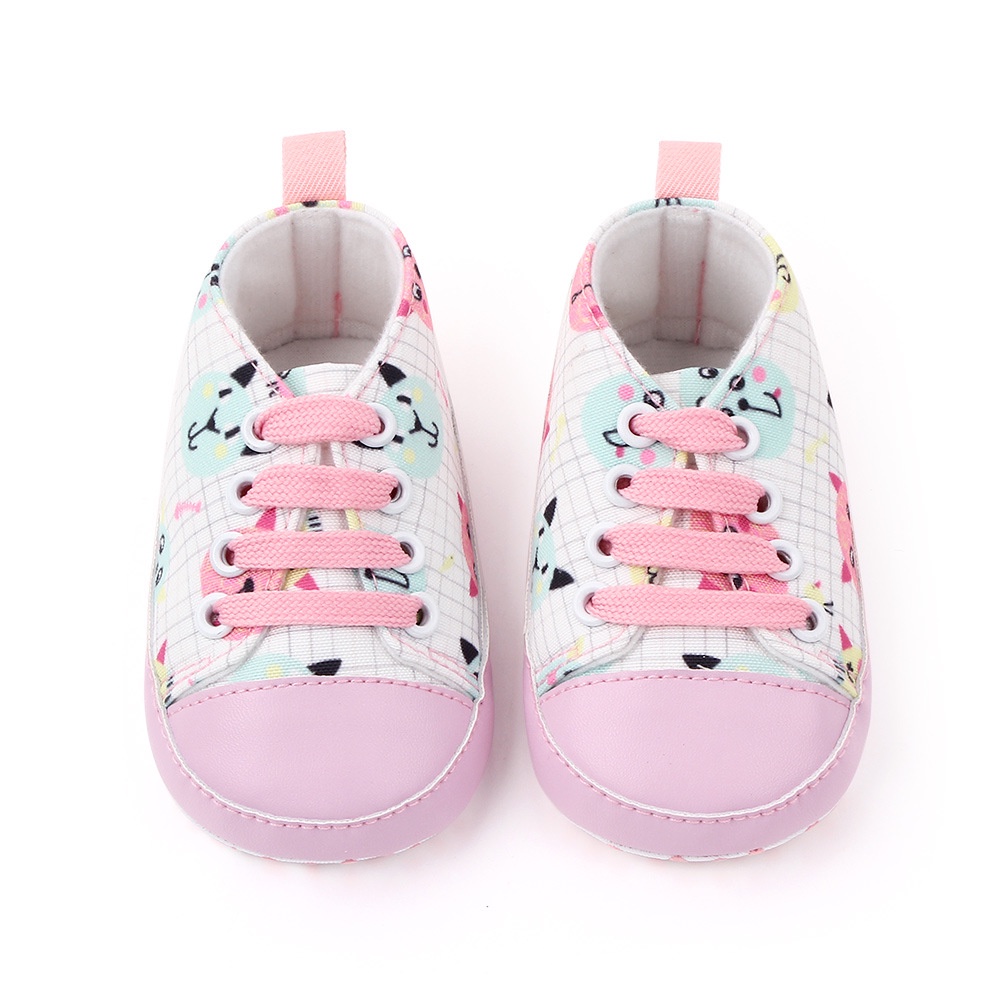 Giày cho bé đế mềm chống trơn trượt họa tiết siêu xinh thời trang cho bé gái 0-12m