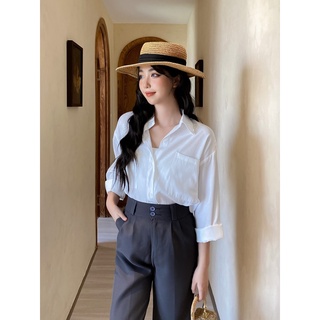 Áo sơ mi lụa dài tay túi ngực LYRA, sơ mi basic trơn freesize nhiều màu trẻ trung-VSYAS0119