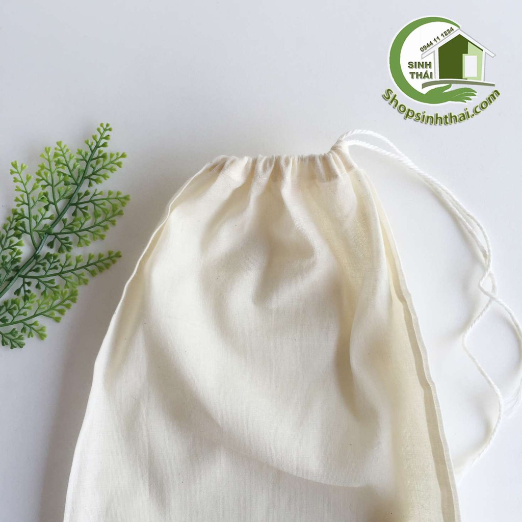 Túi lọc bằng vải cotton lanh màu kem - túi lớn 20x30cm - túi lọc bã làm sữa, lọc cafe, trà, túi đựng làm giò chả hấp