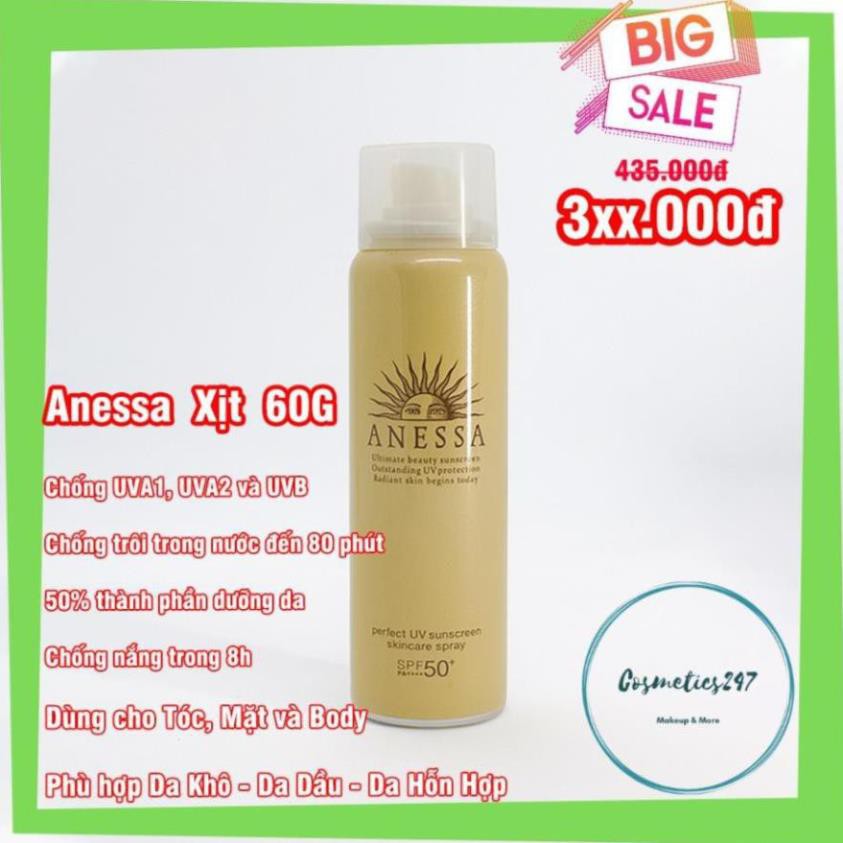 Kem chống nắng Anessa Perfect UV Sunscreen Skincare Milk SPF 50+ PA++ dành cho Da Dầu & Da Dầu Mụn màu vàng  60ml & 20ml