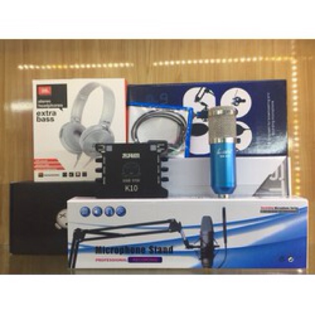 trọn bộ wochai bm900  xox k10 kèm tai cụp to