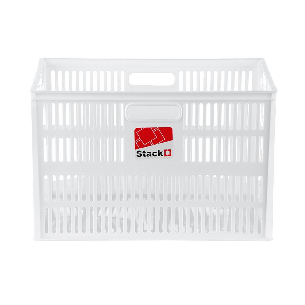 HomeBase STACKO Rổ nhựa để đồ có thể xếp chồng lên nhau Thái Lan 39x28x25cm Trắng