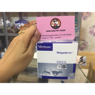 Megaderm gel dinh dưỡng dài và mượt lông cho chó mèo hộp 28 miếng